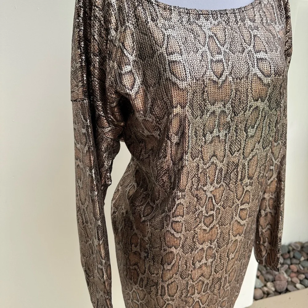 Eloquii Sequin Long Sleeve Snake Print Dress